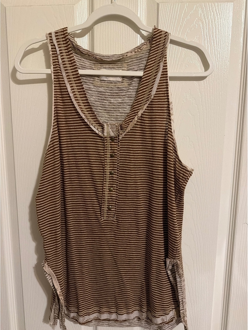 We The Free Brown and Cream Striped Sleeveless Tank Top Size S